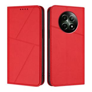 For Realme 12 5G Strong Magnetic Frosted Flip Leather Phone Case(Red)