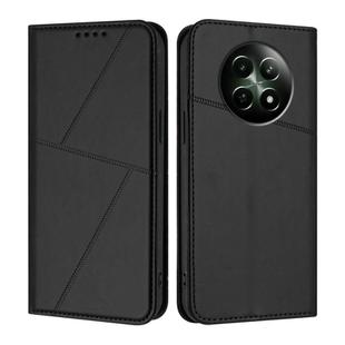 For Realme 12 5G Strong Magnetic Frosted Flip Leather Phone Case(Black)