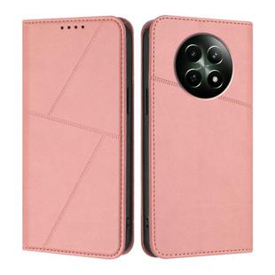 For Realme 12 5G Strong Magnetic Frosted Flip Leather Phone Case(Pink)