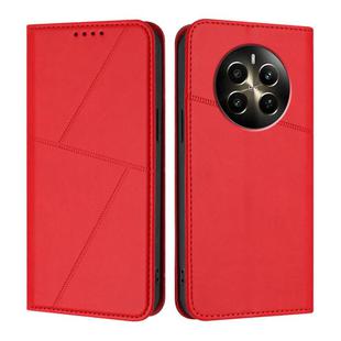 For Realme 12+ Strong Magnetic Frosted Flip Leather Phone Case(Red)
