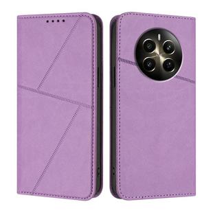 For Realme 12+ Strong Magnetic Frosted Flip Leather Phone Case(Light Purple)