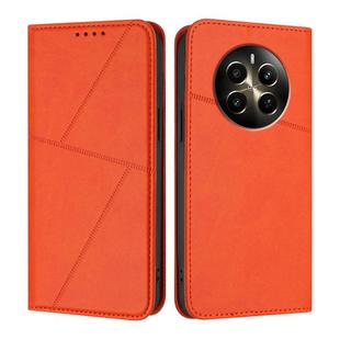 For Realme 12+ Strong Magnetic Frosted Flip Leather Phone Case(Orange)