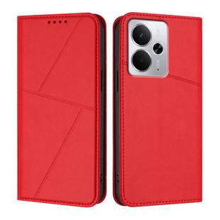For Realme 14 5G Strong Magnetic Frosted Flip Leather Phone Case(Red)