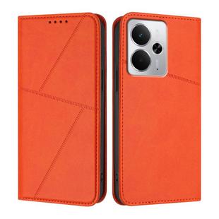 For Realme 14 5G Strong Magnetic Frosted Flip Leather Phone Case(Orange)
