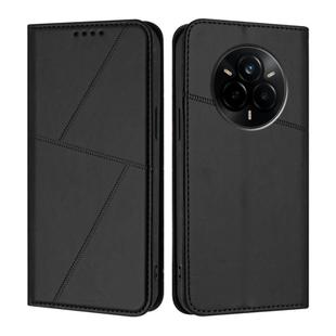 For Realme 14 Pro 5G Strong Magnetic Frosted Flip Leather Phone Case(Black)