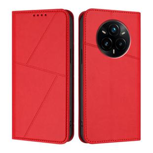 For Realme 14 Pro+ Strong Magnetic Frosted Flip Leather Phone Case(Red)