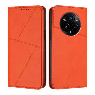 For Realme 14 Pro+ Strong Magnetic Frosted Flip Leather Phone Case(Orange)