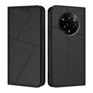 For Realme 14 Pro+ Strong Magnetic Frosted Flip Leather Phone Case(Black)