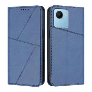 For Realme C30 Strong Magnetic Frosted Flip Leather Phone Case(Royal Blue)
