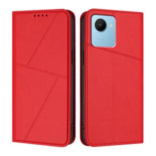 For Realme C30 Strong Magnetic Frosted Flip Leather Phone Case(Red)