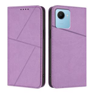 For Realme C30 Strong Magnetic Frosted Flip Leather Phone Case(Light Purple)