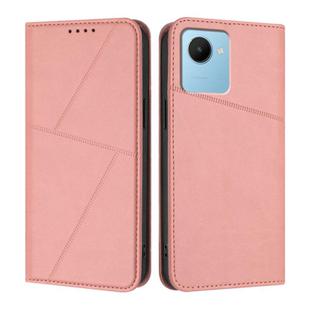 For Realme C30 Strong Magnetic Frosted Flip Leather Phone Case(Pink)