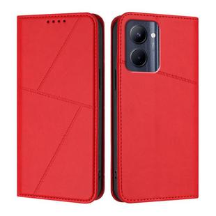 For Realme C33 Strong Magnetic Frosted Flip Leather Phone Case(Red)