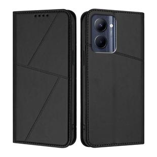 For Realme C33 Strong Magnetic Frosted Flip Leather Phone Case(Black)