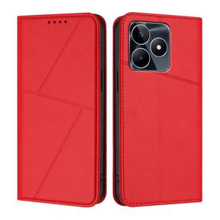 For Realme C53 Strong Magnetic Frosted Flip Leather Phone Case(Red)