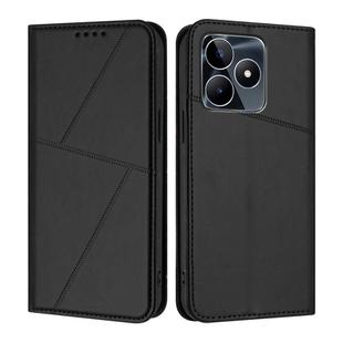 For Realme C53 Strong Magnetic Frosted Flip Leather Phone Case(Black)