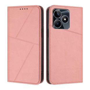 For Realme C53 Strong Magnetic Frosted Flip Leather Phone Case(Pink)