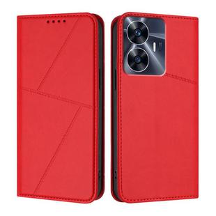 For Realme C55 Strong Magnetic Frosted Flip Leather Phone Case(Red)