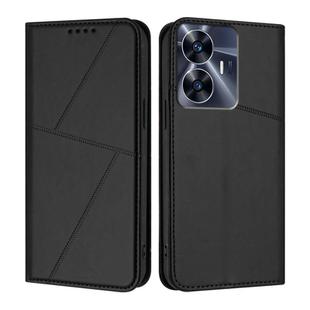 For Realme C55 Strong Magnetic Frosted Flip Leather Phone Case(Black)