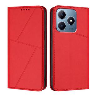For Realme C63 4G Strong Magnetic Frosted Flip Leather Phone Case(Red)