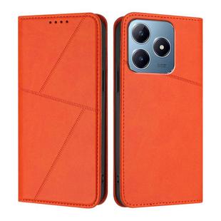 For Realme C63 4G Strong Magnetic Frosted Flip Leather Phone Case(Orange)