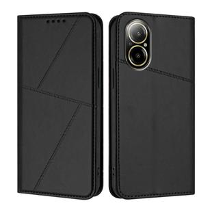 For Realme C67 4G Strong Magnetic Frosted Flip Leather Phone Case(Black)