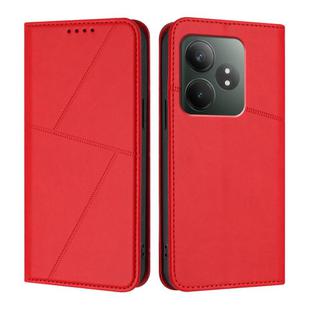 For Realme GT 6 5G Strong Magnetic Frosted Flip Leather Phone Case(Red)
