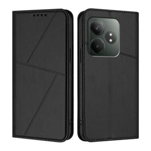 For Realme GT 6 5G Strong Magnetic Frosted Flip Leather Phone Case(Black)