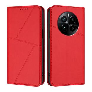 For Realme GT5 Pro Strong Magnetic Frosted Flip Leather Phone Case(Red)