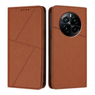 For Realme GT5 Pro Strong Magnetic Frosted Flip Leather Phone Case(Coffee Color)
