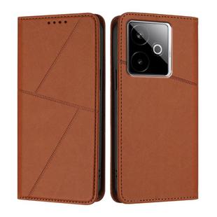 For Realme GT 7 5G India Strong Magnetic Frosted Flip Leather Phone Case(Coffee Color)
