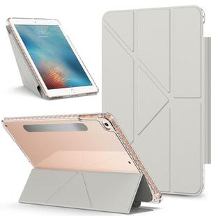 For iPad 9.7 2018 / 2017 / Air 2 / Air Detachable Backshell Folding Holder Smart Tablet Leather Case(Grey)