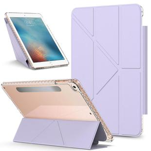 For iPad 9.7 2018 / 2017 / Air 2 / Air Detachable Backshell Folding Holder Smart Tablet Leather Case(Purple)