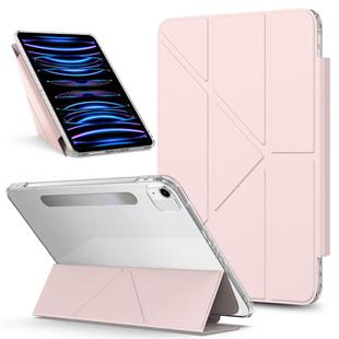 For iPad Air 13 2025 / 2024 / Pro 12.9 2018 Detachable Backshell Folding Holder Smart Tablet Leather Case(Pink)