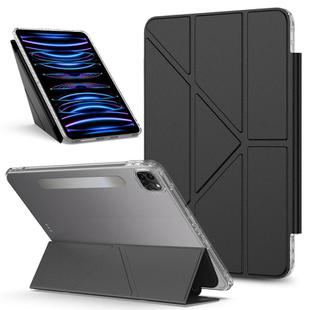 For iPad Pro 11 2022 / 2021 / 2020 Detachable Backshell Folding Holder Smart Tablet Leather Case(Black)