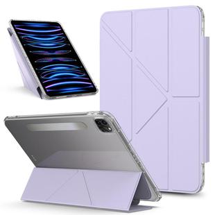 For iPad Pro 12.9 2022 / 2021 / 2020 Detachable Backshell Folding Holder Smart Tablet Leather Case(Purple)