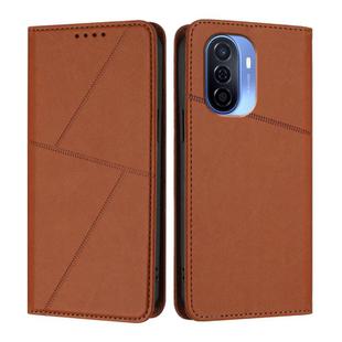 For Huawei Enjoy 50 Strong Magnetic Frosted Flip Leather Phone Case(Coffee Color)