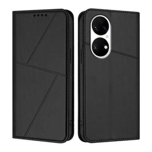 For Huawei P50 Strong Magnetic Frosted Flip Leather Phone Case(Black)