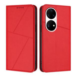 For Huawei P50 Pro Strong Magnetic Frosted Flip Leather Phone Case(Red)