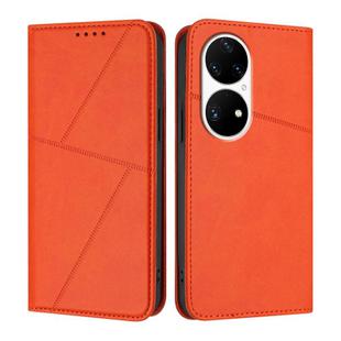For Huawei P50 Pro Strong Magnetic Frosted Flip Leather Phone Case(Orange)