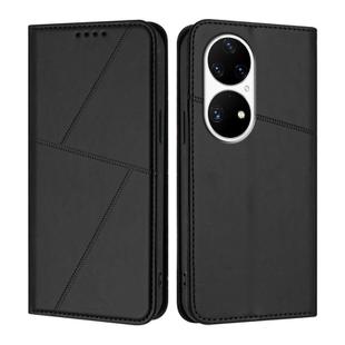 For Huawei P50 Pro Strong Magnetic Frosted Flip Leather Phone Case(Black)