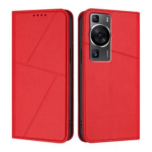 For Huawei P60 / P60 Pro Strong Magnetic Frosted Flip Leather Phone Case(Red)