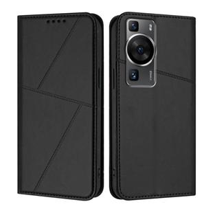 For Huawei P60 / P60 Pro Strong Magnetic Frosted Flip Leather Phone Case(Black)