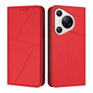 For Huawei Pura 70 Strong Magnetic Frosted Flip Leather Phone Case(Red)