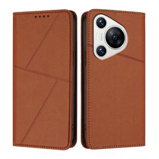 For Huawei Pura 70 Strong Magnetic Frosted Flip Leather Phone Case(Coffee Color)