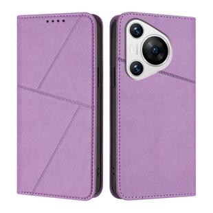 For Huawei Pura 70 Strong Magnetic Frosted Flip Leather Phone Case(Light Purple)
