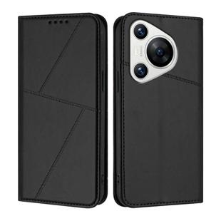 For Huawei Pura 70 Strong Magnetic Frosted Flip Leather Phone Case(Black)