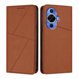 For Huawei nova 12s Strong Magnetic Frosted Flip Leather Phone Case(Coffee Color)