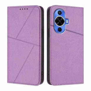 For Huawei nova 12s Strong Magnetic Frosted Flip Leather Phone Case(Light Purple)