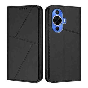 For Huawei nova 12s Strong Magnetic Frosted Flip Leather Phone Case(Black)